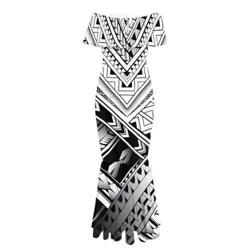 Image of Polynesian Dresses for Women Off Shoulder Maxi Dress Puletasi Samoan Dresses S-7XL