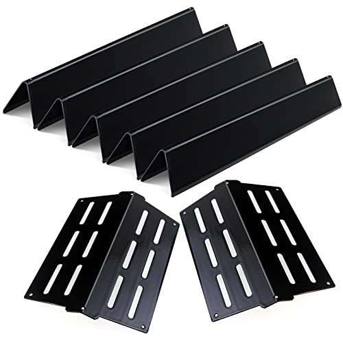 Dictirdy 17.5 inch Porcelain Flavorizer Bars Grill Replacement Parts for Weber Genesis 300 Series E310 E320 E330 S310 S320 S330 EP/CEP 310 EP/CEP 320 EP/CEP 330 with Front Control Knob Heating Plate