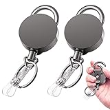 ❤【Diseño único】 El carrete retráctil y los clips de metal en las presillas del cinturón brindan más comodidad y seguridad para las llaves, tarjetas de identificación u otras cosas. Viene con un llavero y una correa de identificación perfecta como llavero retráctil y tarjeta de identificación.