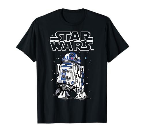 T-shirt Star Wars R2D2 pixel pour homme en coton noir