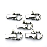 JY-MARINE Stainless Steel Bow Shackles for Paracord Bracelets Premium,Adjustable D Buckle Umbrella Rope Bracelet Buckle Survival U Shape, 5-Pack