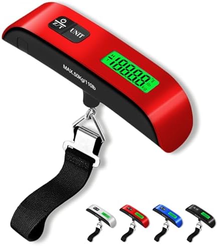 Luggage Scale, 110lb Luggage Weight Scale with 4 Unit Switching Functions&LED Display, Luggage Scale Travel Digital for Weighing Luggage, Backpacks, Packages and Markets(Red)