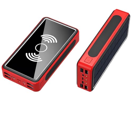 Vestamore 40000 Mah Solar Charger, Red Wireless Mobile Power Source, 20000 Mah Actual Capacity, Portable Recharger with Smart Power Adjustment for Outdoor Emergency Use