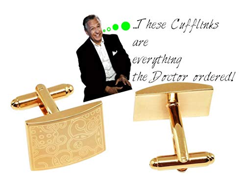 Jewelsiq Mens Cufflinks 14K Gold Plated Rectangle Shaped Laser Engraved Elegant Design Gold-Plated-Brass #TOP7