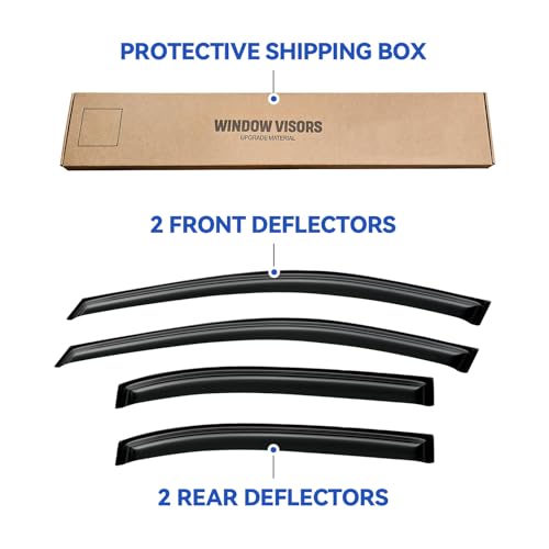 Image of Window Visors Rain Guards Shield for 2006-2010 Hyundai Sonata, Out-Channel Window Vent Wind Deflectors Visors Shades for 06-10 Sonata