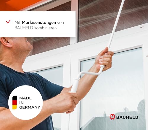 BAUHELD 3x Kurbelhalter für Kurbelstange oder Markisenkurbel [Made in Germany] - Wand-Halterung für 12 bis 17mm Durchmesser - Kurbel-Halter mit elastischem Griff - Höhe 35mm - Weiß - RAL7035