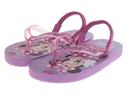 Josmo Disney Minnie Mouse Girls Flip Flops with Backstrap Summer Beach Pool Water Shoes - Pink Purple Size 5-6 Toddler by Josmo - Used condition - Image 2