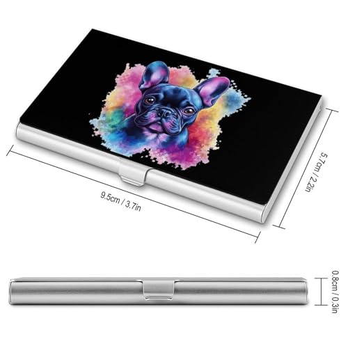 Watercolor French Bulldog Business Card Holder Alloy Multi Wallet Credit Card ID Pocket Name Case2