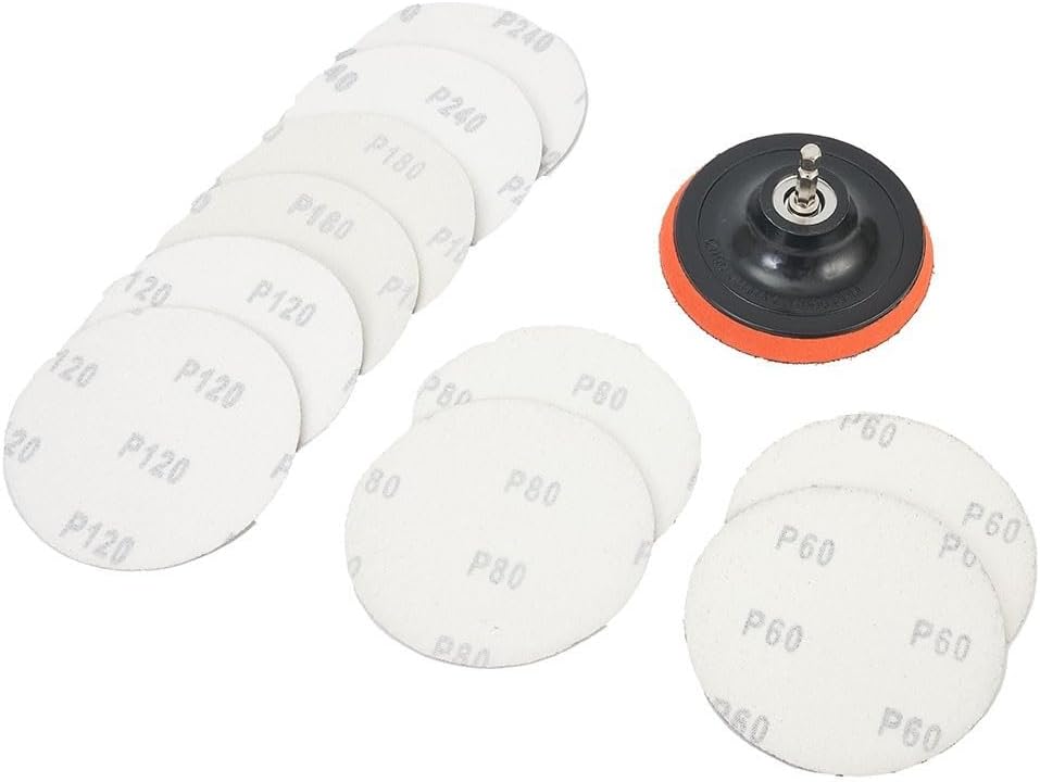 Sanding Disc Collection Pack Of Ten Aluminum Oxide Pads (100mm) With Backing Pad Compatible With Most Rotary Tools