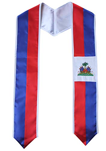 Del Mex Haiti and USA Combo Flag Graduation Sash Stole Country Pride (Haiti)