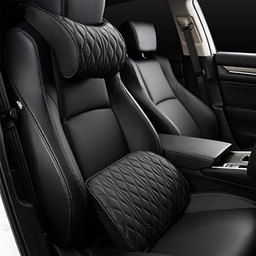 ホット車の枕首の血餅 Puシートメモリーの背もたれの革の腰椎のサポートのサポート Color Black Suit Pillows