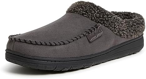 Dearfoams Microfiber Suede Clog with Whipstitch mens Slipper