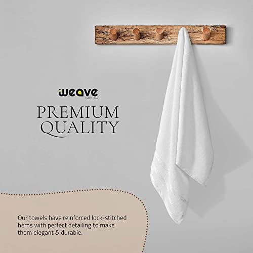 Weave Essentials 4 Pc Hand Towels - 50x90 cm / 20x35 inch, 100% Combed Cotton Hand Towel Set, Luxury Plush & Premium Bathroom Linen, Quick Dry Towel & High Absorbent - (White)