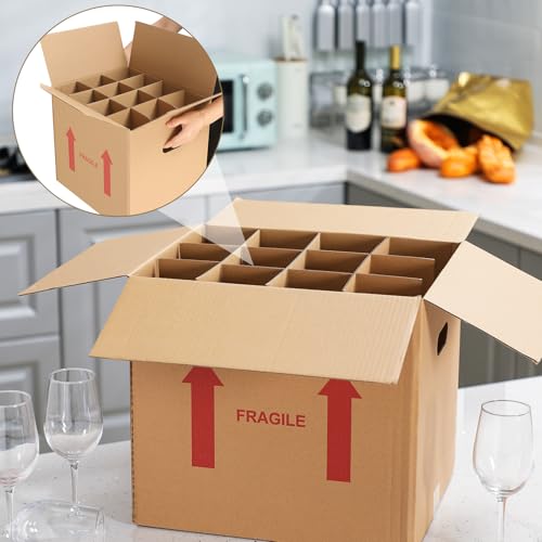 Image of Tatuo 15 Pack Wine Box for Moving, 12 Bottle, with Divider, 14 x 12 x 13 in | Liquor Shipping Packing Box Bulk, Corrugated Cardboard, Reinforced Bottom, Break Resistant, Heavy Duty, Cellar Storage