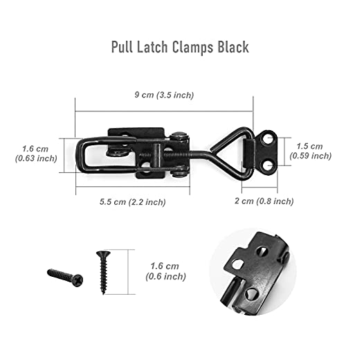 4 Pack Adjustable Black Toggle Clamp Latch (4001) Heavy Duty 220 Lbs Toggle Latch & Quick Release Metal Pull Latches, Easy To Install For Lid Box Case Door Smoker Room(Come With 20Pcs 0.6" Screws) #TOP2