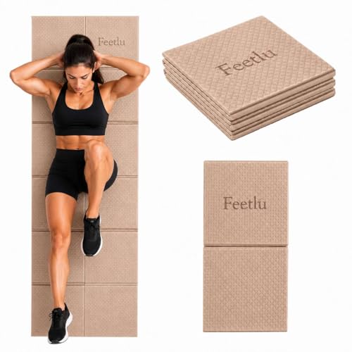 Feetlu Compact Foldable Yoga Mat, 72" x 24" x 6mm (Wheat)