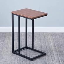 C Shaped End Table for Couch Modern,Small Side Tables Metal Frame,Snack Side Table for Couch,Living Room,Bedroom,Office,Brown