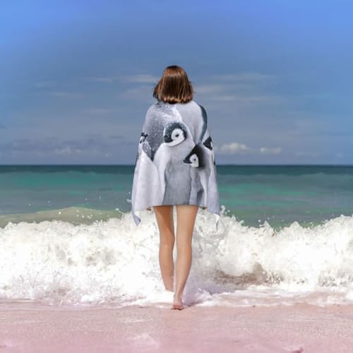 Serviette de bain pingouin microfibre ultra absorbante et séchage rapide