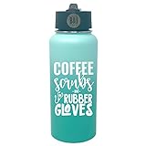 Nurse Tumbler Gifts - Nurse Water Bottle Travel Cup for Women - Double Walled Vacuum Sealed Stainless Steel 32 oz Tumbler (Coffee Scrubs Teal)