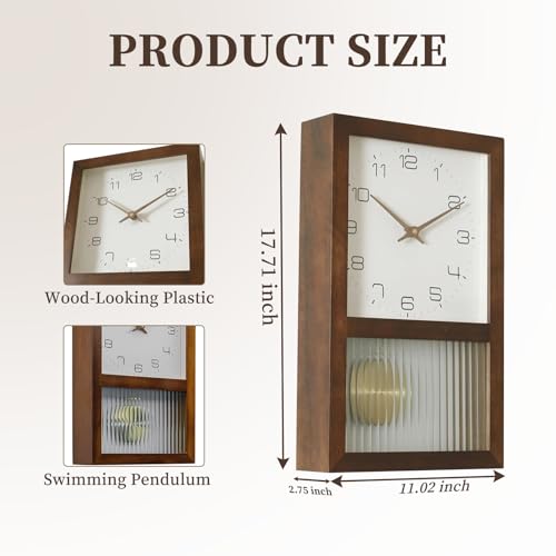 Reloj de Pared con Péndulo, Diseño Vintage Silencioso, 28x45 cm miniatura 3