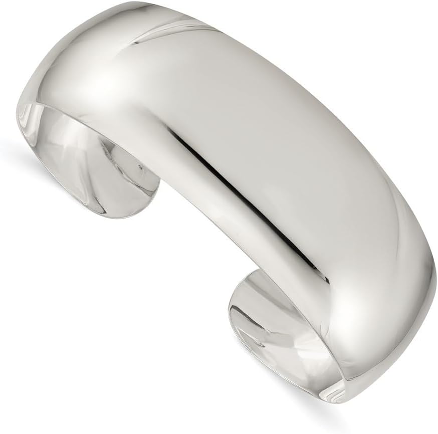 Diamond2Deal 925 Sterling Silver Plain Cuff Bangle Bracelet for Mom