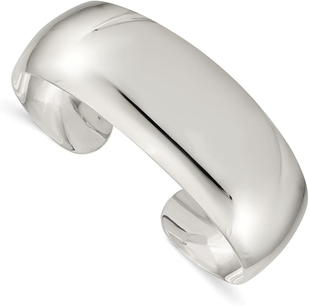 Amazon.com: Diamond2Deal 925 Sterling Silver Plain Cuff Bangle