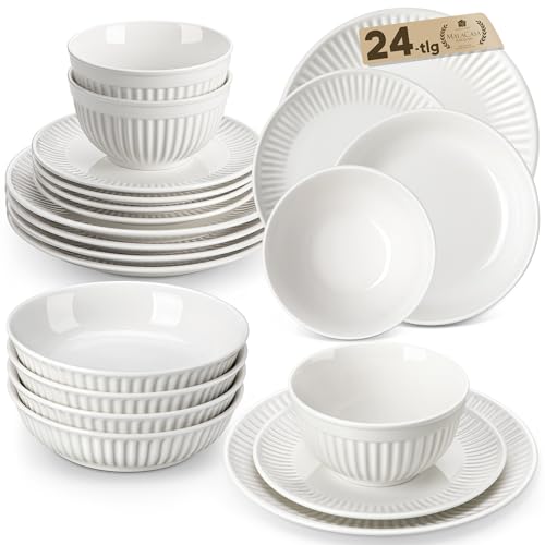 MALACASA LEILA Geschirrset 6 Personen, 24-tlg Teller Set 6 Personen,...