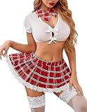Avidlove Mini Skirts For Women Sexy Short Lingerie Skort High Waist Pleated Skirt Cheer Short With Mesh Top