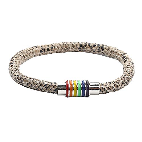 Image of Leather Braided LGBT Rainbow Bangle Bracelet - Gay & Lesbian Pride