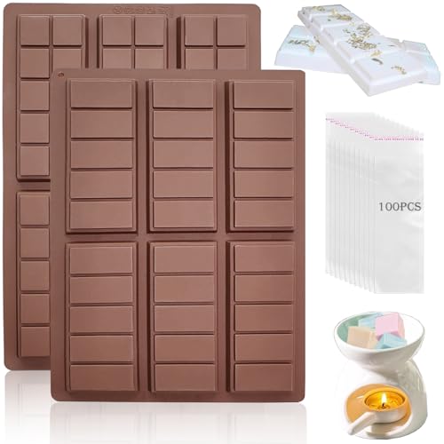 BZIDII Wax Melt Molds Silicone,Chocolate Bar Mold