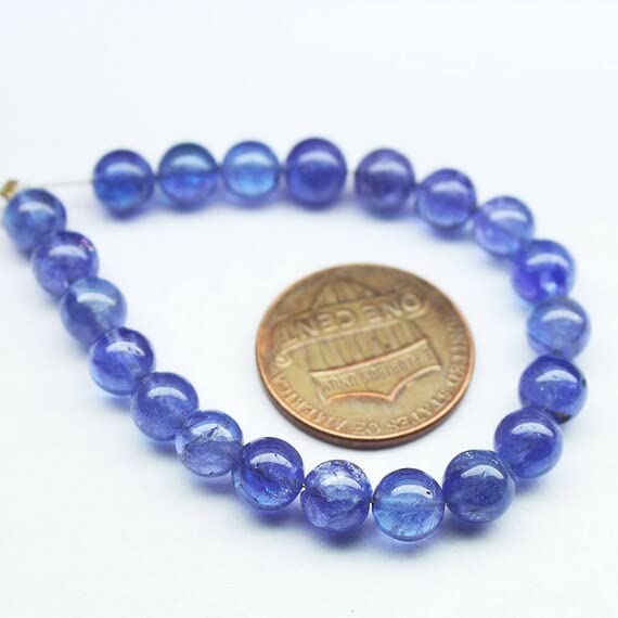 Tanzanite bleue véritable en perles rondes de 5mm et 6mm pour bijoux de luxe