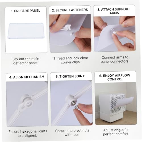 Deflector de ventilación de aire acondicionado de ventana ajustable blanco de 53x27cm 3