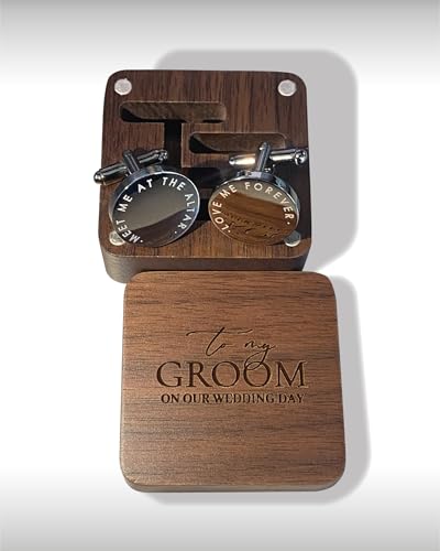 Mancuernillas para hombre con caja de madera grabada miniatura 3
