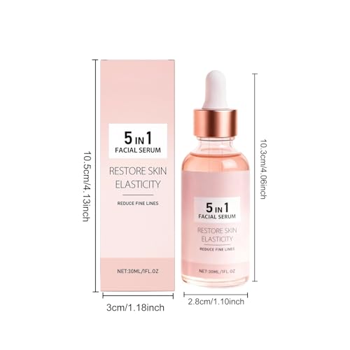Generic 5 In 1 Hydrating Face Serum, Lightweight Daily Facial Serum for Soft Smooth Skin, Deep Moisturizing, Refreshed Appearance, for Morning & Night Skincare Routine (30ml, 1pc)