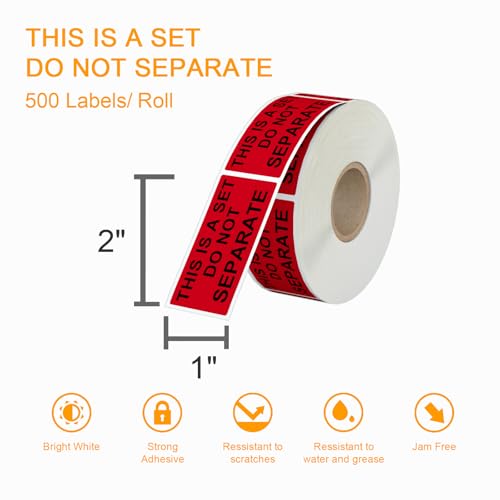 Labelebal 12 Rolls 1" x 2" Warning Label,This is a Set Do Not Separate Dark Red Packing Labels Permanent Adhesive (12 Rolls, 6000 Labels) by Labelebal - Used condition - Image 3