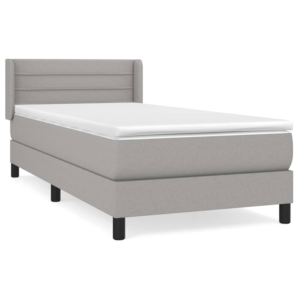 Strapazierfähiger Stoff verstellbares Kopfteil Boxspringbett Grau 90x200 cm