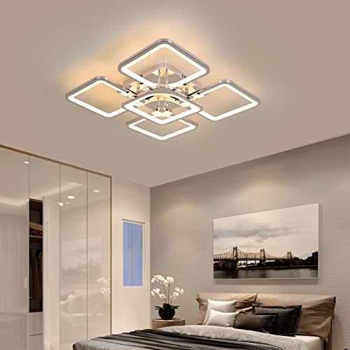 Lustre plafonnier LED en métal et acrylique au fini géométrique haut de gamme pour salon moderne
