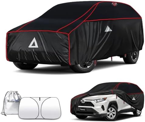 Tozaroa Hail Protector Car Cover for SUV(Length:182"-190"),Waterproof All-Weather Outdoor Anti Hail Thick Multi-Layered EVA with Sun Visor&Storage Bag for RAV4, CRV, Q5, Equinox, Rogue etc