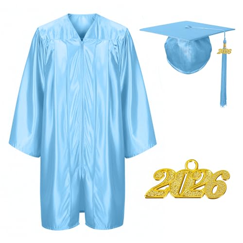 Image of Shiny Preschool Kindergarten Graduation Cap Gown Set for Kids With 2026 2025 Tassel Charm