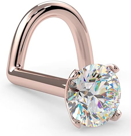 FreshTrends 2.5mm 0.06 ct. tw Diamond 14K Rose Gold Nose Ring Twist Screw 20G I1