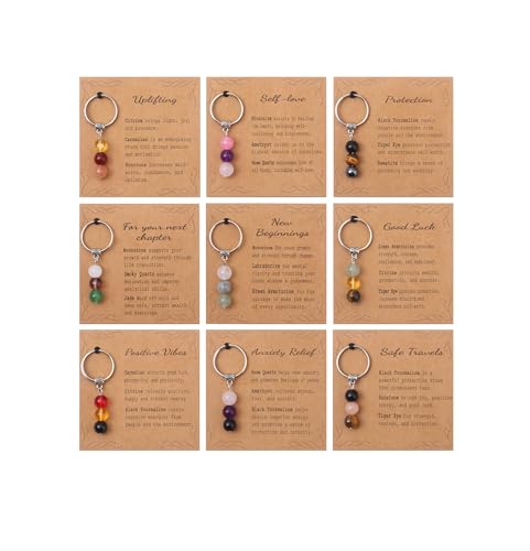 MOZAKA 9PCS Natural Crystal Keychains...