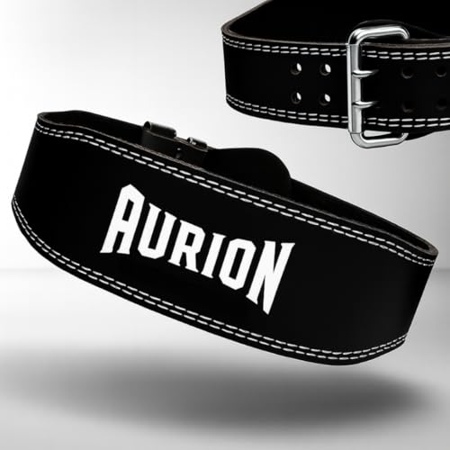 Image of Aurion Gym Belt for Weight Lifting Super Black with Adjustable Double Pronged Buckle for Men and Women Deadlift Belt with Lower Back Support & 4mm EVA Padding for Optimal Back and Core Support (L/XL)