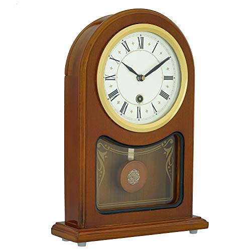 Image of CHRONIKLE Vertical Wooden Case Analog Pendulum Roman Numbers Table Clock for Office Desk Study Room Home Decorations Gifts (Size: 23 x 8 x 33.5 CM | Weight: 1240 Gram | Color: Brown)