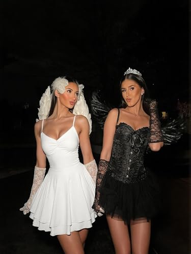 Kaximil Women's Sexy Spaghetti Strap Ruffle Mini Dress Ruched Corset Party Club A Line Short Dresses4