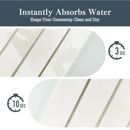 Nookawoo 2pcs Stone Dish Drying Mat for Kitchen Counter, Quick-Dry Diatomaceous Earth Water Absorbent Pad & Countertop Drainer, Home Essentials for Bath and Pets - White, 24x16’’ & 8x4’’ by Nookawoo - Image 4
