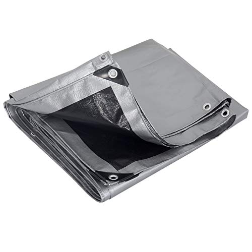 Preisvergleich Produktbild Lestarain universal Gewebeplane Abdeckplane Schutzplanewasserdicht und haltbar Bauplane Bootsplane mit Ösen für Auto Gartenmöbel Pool 280g / m²,3x4m,Schwarz+Silber