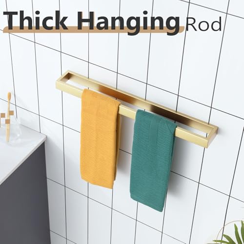 Image of KOKOSIRI Towel Bar Brushed Gold Bath Towel Holder 20 Inch Kitchen Towel Hanger Rack Stainless Steel Bathroom Hardware Wall Mounted, 1 Pack B4008BG-L20