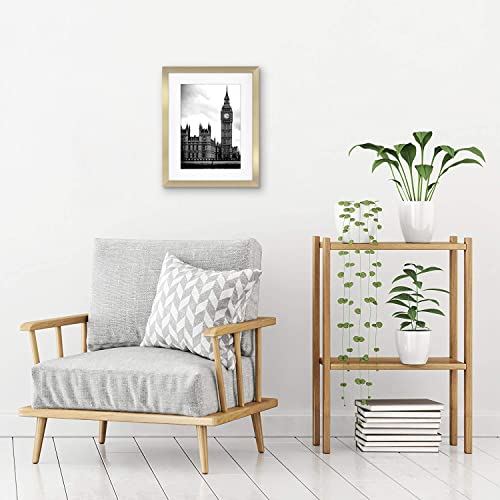 Americanflat 11X14 Gold Picture Frame - Displays 8X10 With Mat Or 11X14 Without Mat - Engineered Wood With Shatter Resistant Glass - Horizontal And Vertical Formats For Wall #TOP3