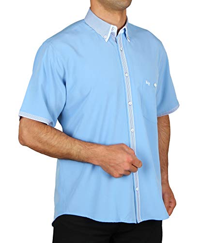 Chemise pour homme haut de gamme HK Mandel en microfibre bleu clair ajustée