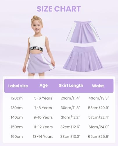 Gogokids Saias de tênis para meninas com bolsos, short plissado atlético de golfe juvenil com forro